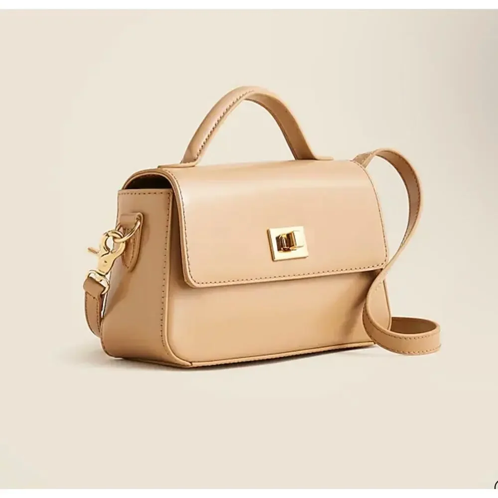 $178 New J Crew Leather Edie Top Handle Bag - Honey Brown - Picture 3 of 16